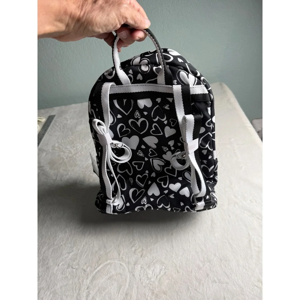 Brighton Love Mini Backpack Black White Heart Print NWT